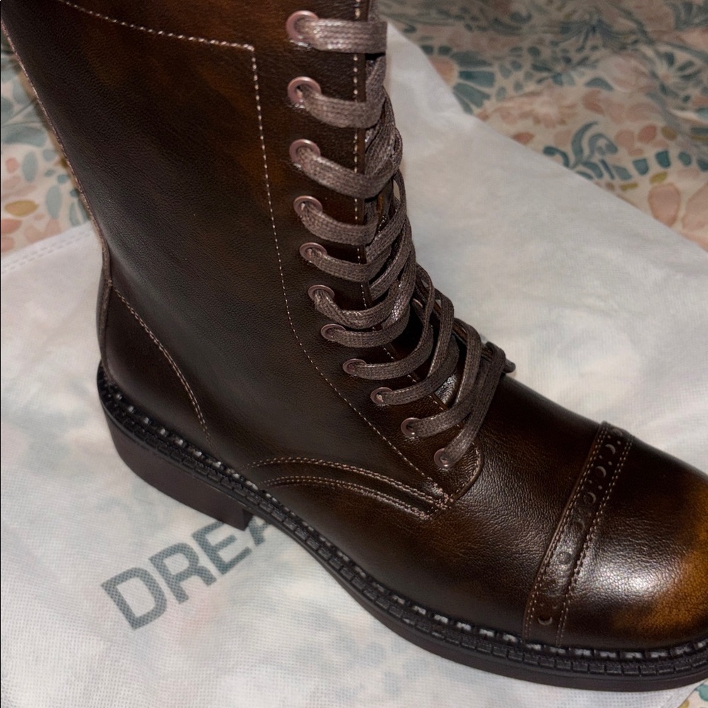 Women Brown Combat Boot - Picture 2 of 5